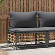 Vidaxl tuinmiddenbank met donkergrijze kussens poly rattan