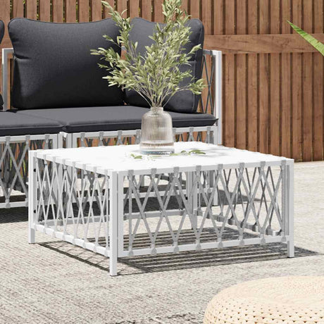 Vidaxl tuintafel 70x70x34 cm geweven stof wit