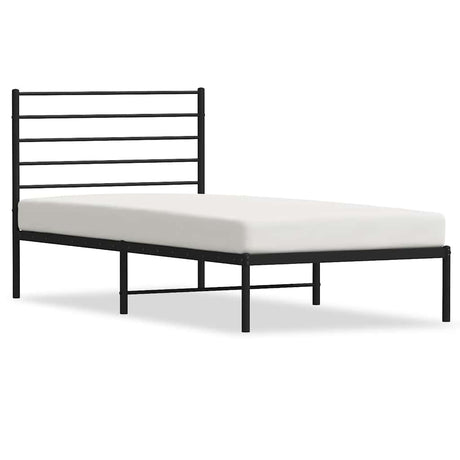Vidaxl bedframe met hoofdbord metaal zwart 90x190 cm