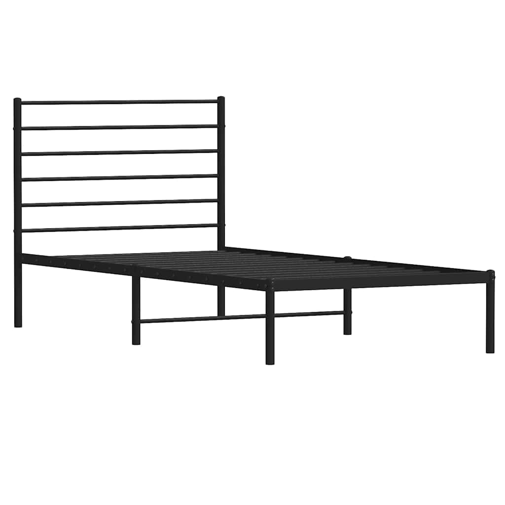 Vidaxl bedframe met hoofdbord metaal zwart 90x200 cm