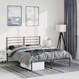 Vidaxl bedframe met hoofdbord metaal zwart 150x200 cm
