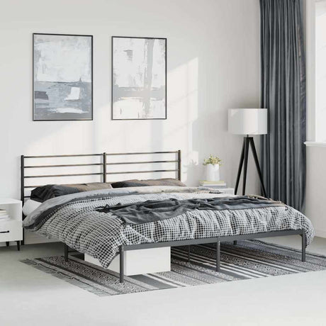 Vidaxl bedframe met hoofdbord metaal zwart 193x203 cm
