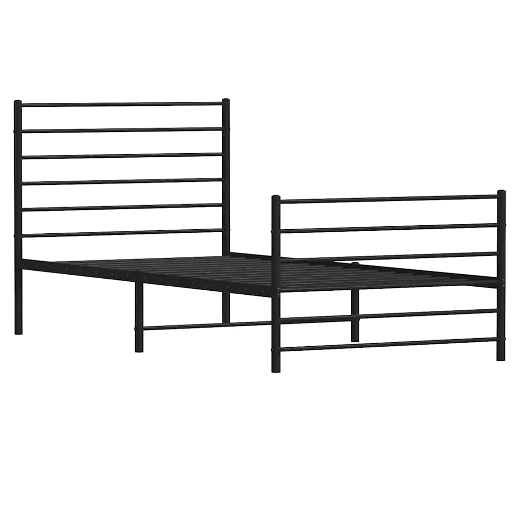 Vidaxl bedframe met hoofd- en voeteneinde metaal zwart 80x200 cm