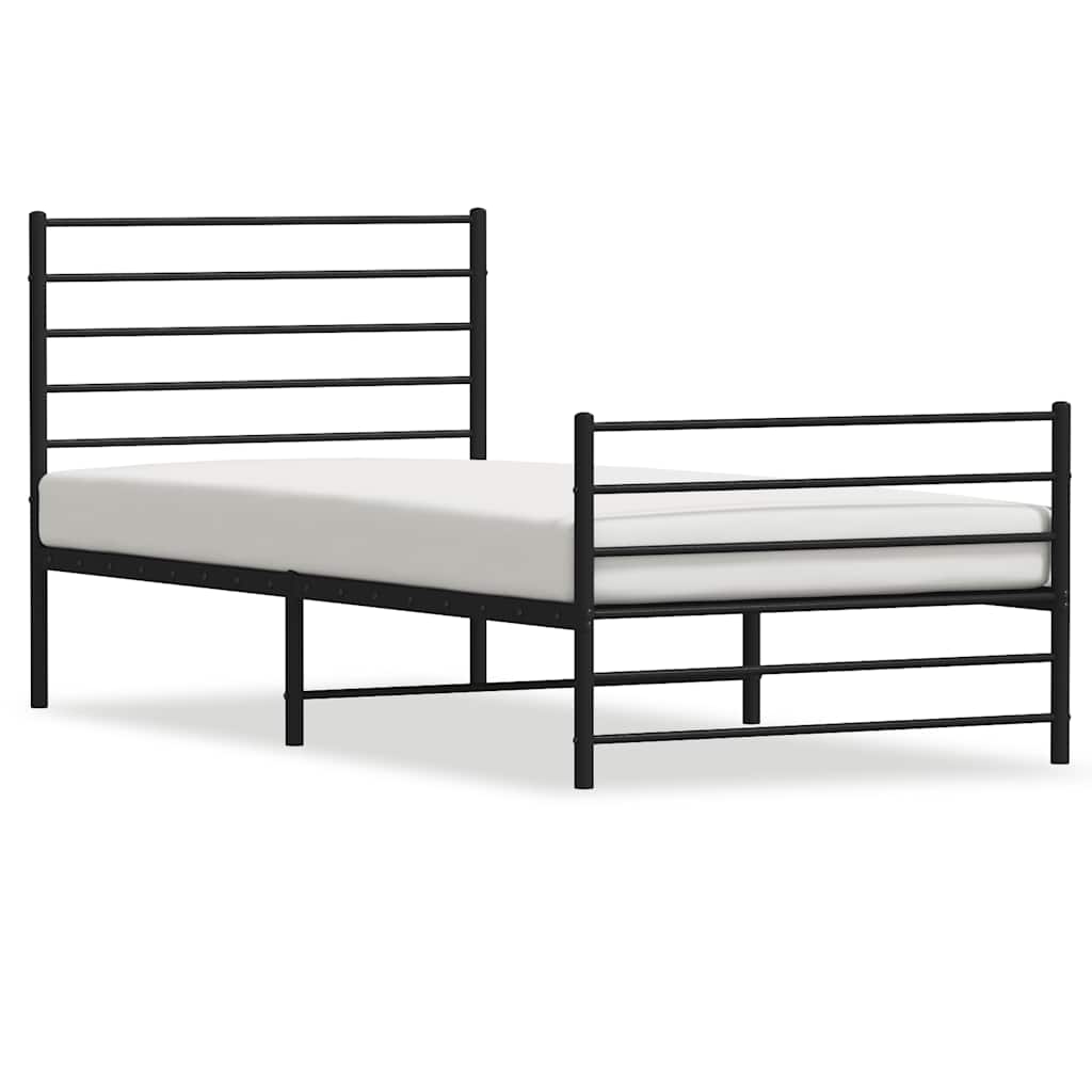 Vidaxl bedframe met hoofd- en voeteneinde metaal zwart 100x190 cm