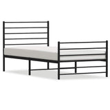 Vidaxl bedframe met hoofd- en voeteneinde metaal zwart 100x190 cm