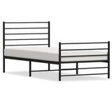 Vidaxl bedframe met hoofd- en voeteneinde metaal zwart 107x203 cm