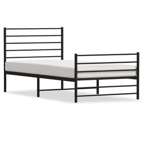 Vidaxl bedframe met hoofd- en voeteneinde metaal zwart 107x203 cm