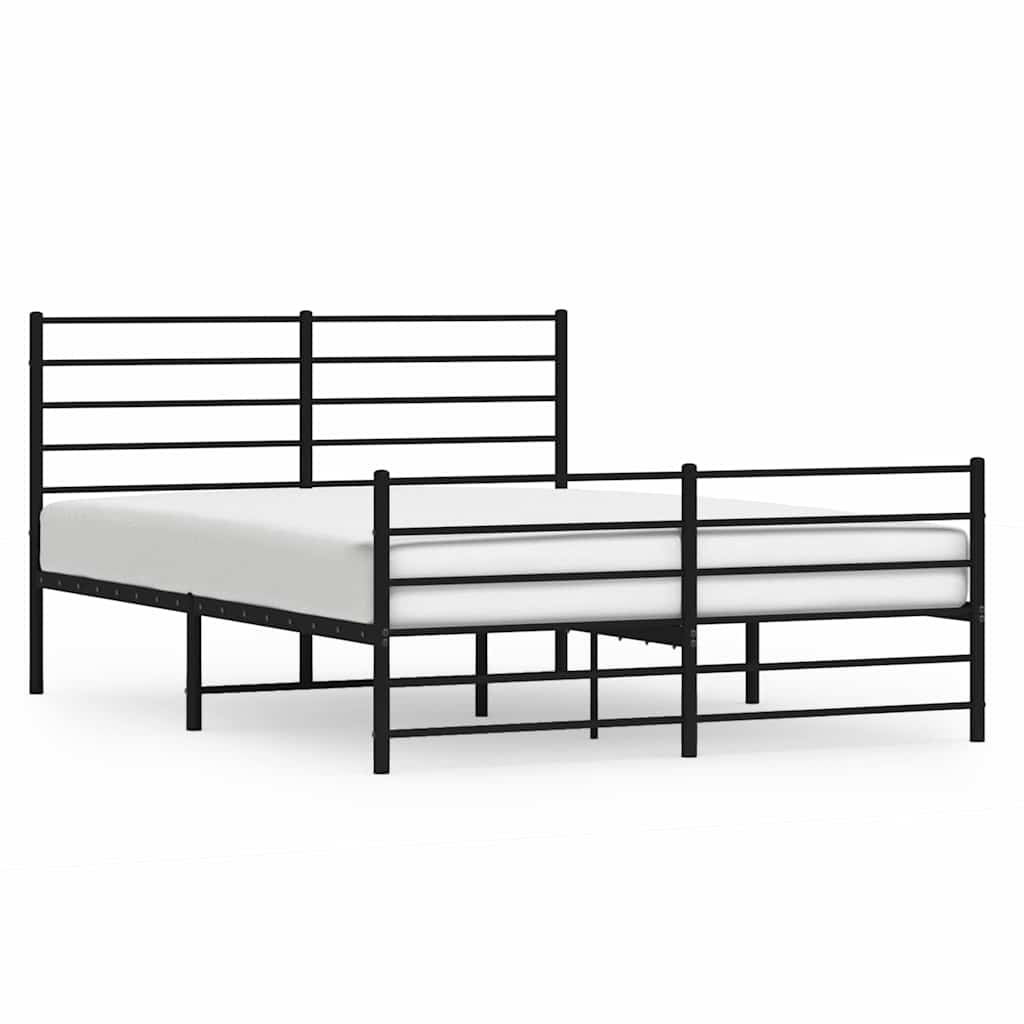 Vidaxl bedframe met hoofd- en voeteneinde metaal zwart 135x190 cm
