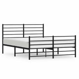 Vidaxl bedframe met hoofd- en voeteneinde metaal zwart 135x190 cm