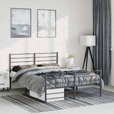 Vidaxl bedframe met hoofd- en voeteneinde metaal zwart 135x190 cm