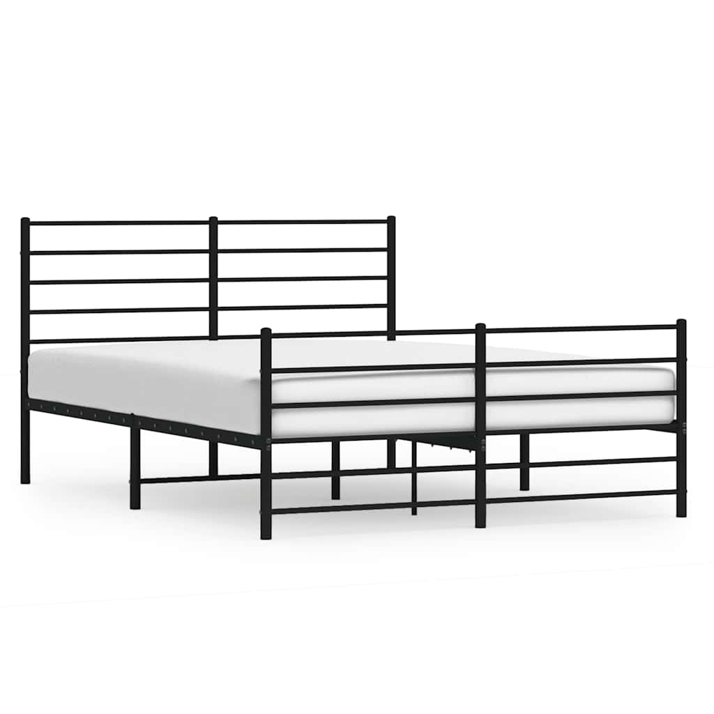 Vidaxl bedframe met hoofd- en voeteneinde metaal zwart 140x200 cm