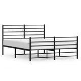 Vidaxl bedframe met hoofd- en voeteneinde metaal zwart 140x200 cm
