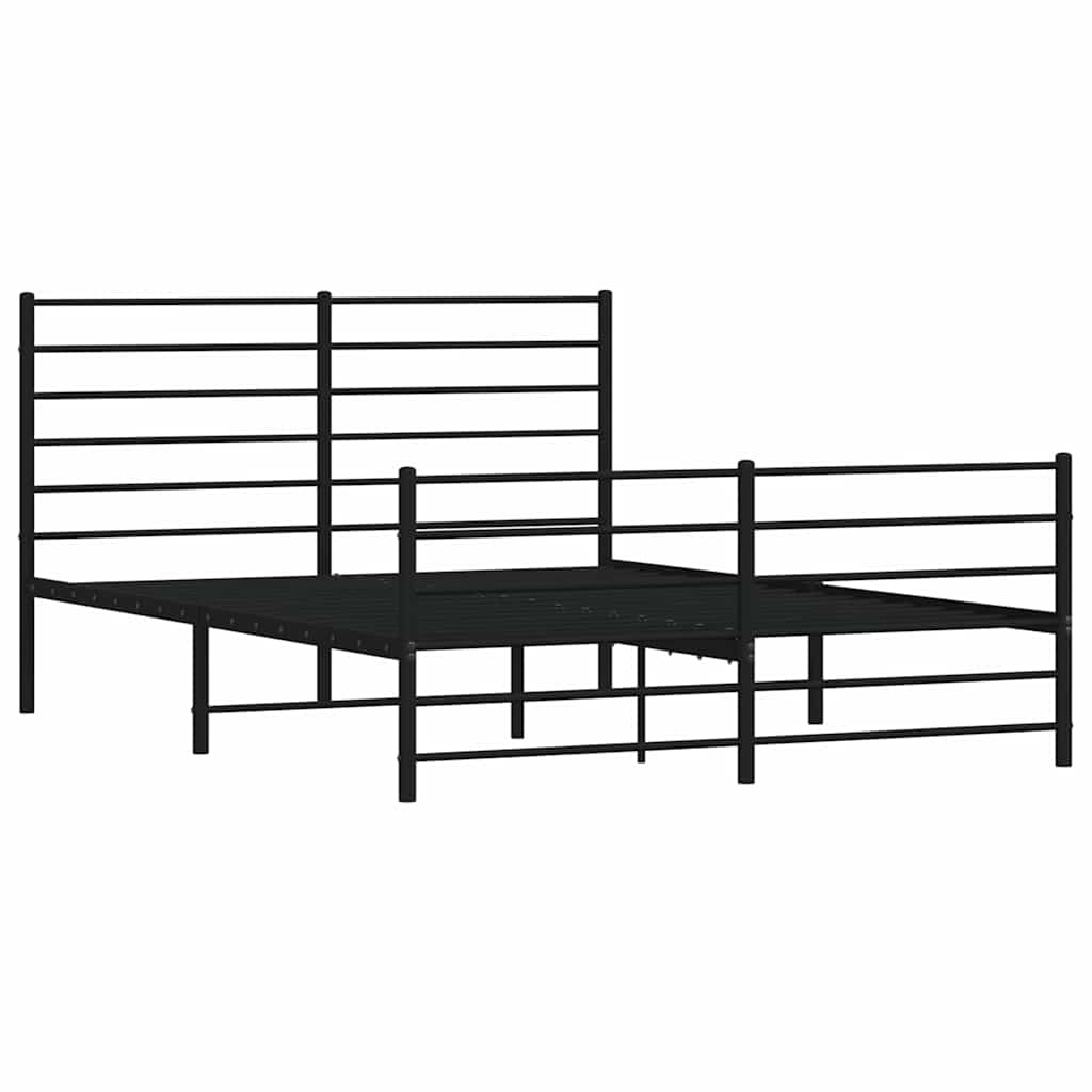 Vidaxl bedframe met hoofd- en voeteneinde metaal zwart 140x200 cm