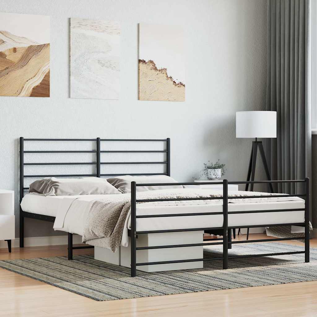 Vidaxl bedframe met hoofd- en voeteneinde metaal zwart 140x200 cm