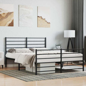 Vidaxl bedframe met hoofd- en voeteneinde metaal zwart 140x200 cm