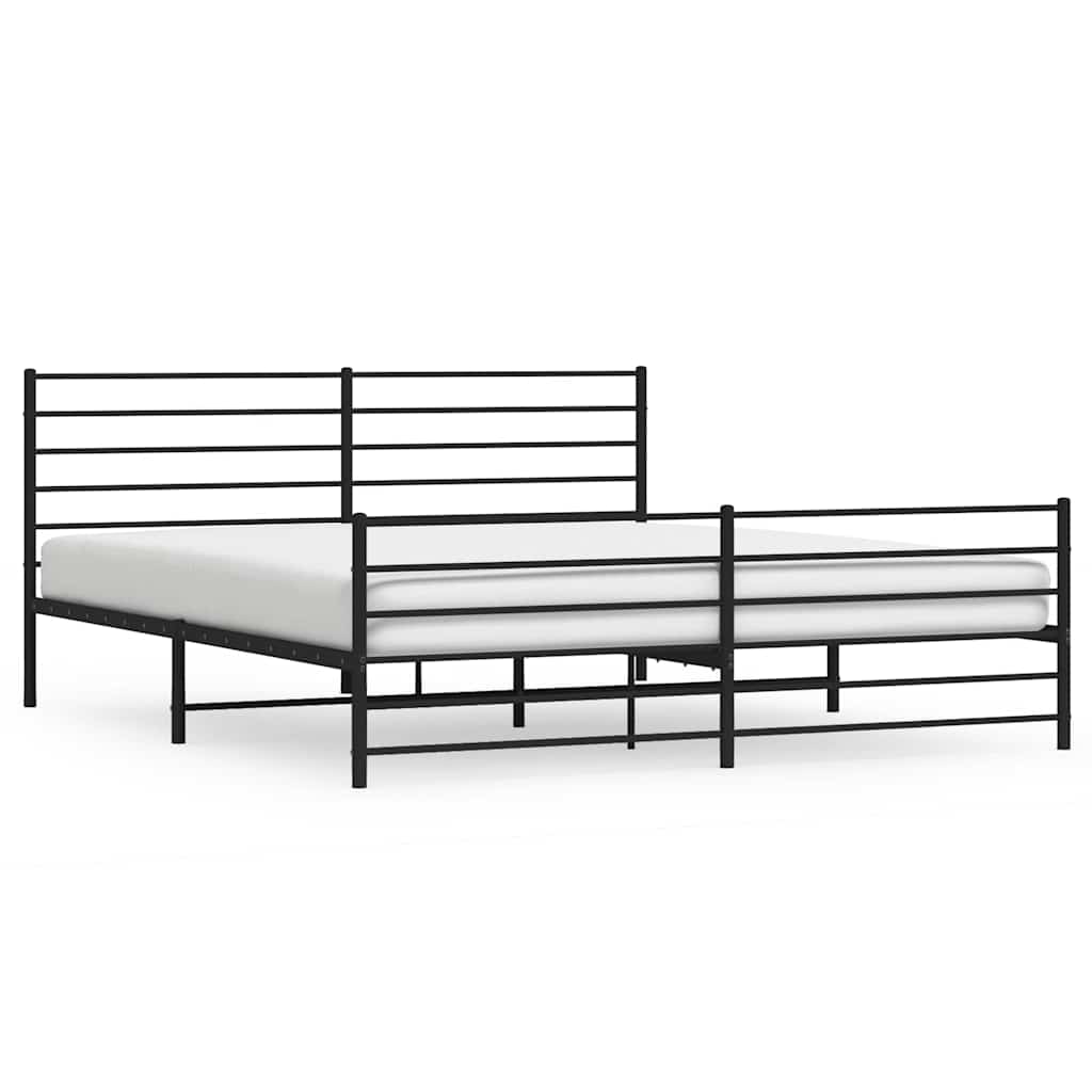 Vidaxl bedframe met hoofd- en voeteneinde metaal zwart 183x213 cm