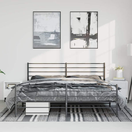 Vidaxl bedframe met hoofd- en voeteneinde metaal zwart 193x203 cm