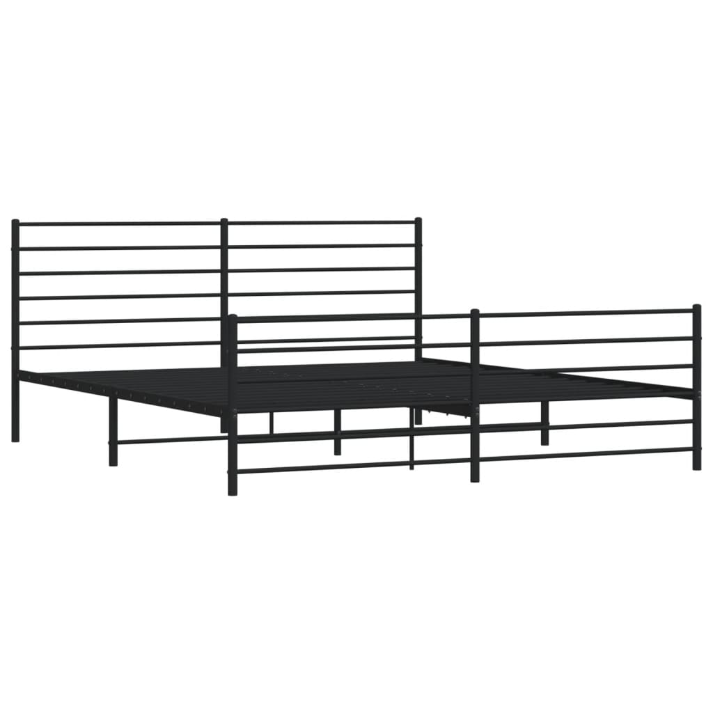 Vidaxl bedframe met hoofd- en voeteneinde metaal zwart 200x200 cm