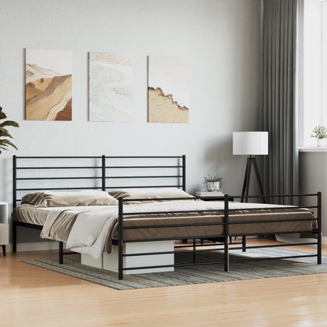 Vidaxl bedframe met hoofd- en voeteneinde metaal zwart 200x200 cm