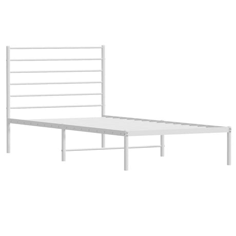 Vidaxl bedframe met hoofdbord metaal wit 90x200 cm