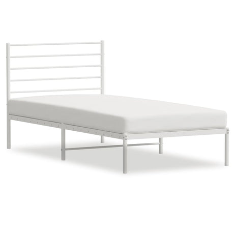 Vidaxl bedframe met hoofdbord metaal wit 107x203 cm
