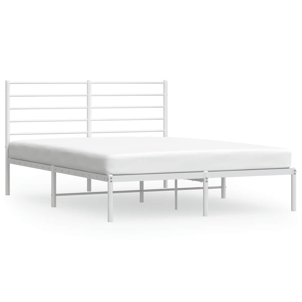 Vidaxl bedframe met hoofdbord metaal wit 140x190 cm