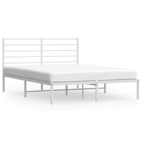 Vidaxl bedframe met hoofdbord metaal wit 140x200 cm
