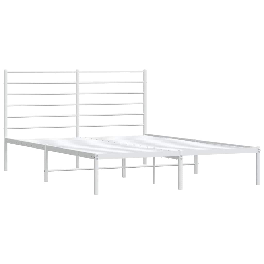 Vidaxl bedframe met hoofdbord metaal wit 140x200 cm