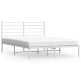 Vidaxl bedframe met hoofdbord metaal wit 150x200 cm