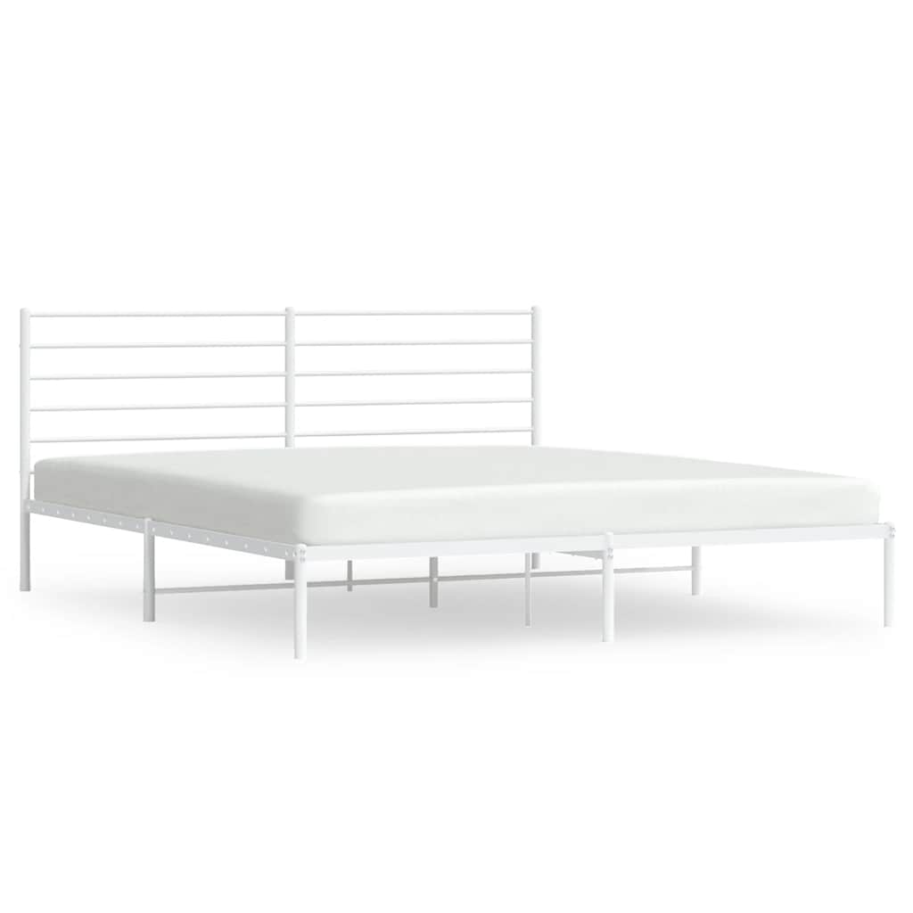 Vidaxl bedframe met hoofdbord metaal wit 180x200 cm