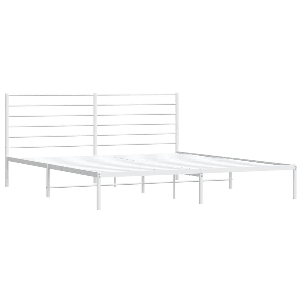 Vidaxl bedframe met hoofdbord metaal wit 200x200 cm
