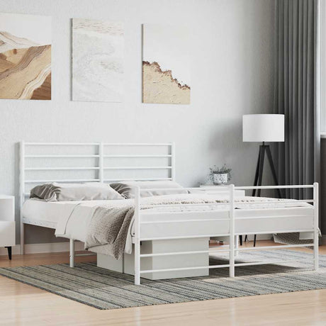 Vidaxl bedframe met hoofd- en voeteneinde metaal wit 120x200 cm