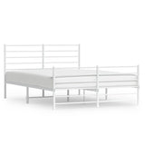 Vidaxl bedframe met hoofd- en voeteneinde metaal wit 140x200 cm