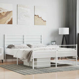 Vidaxl bedframe met hoofd- en voeteneinde metaal wit 140x200 cm