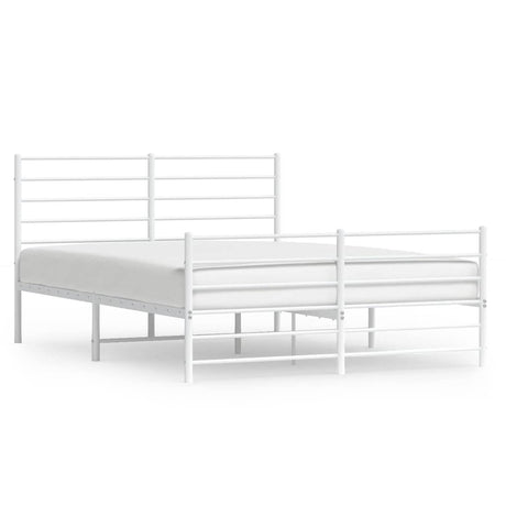 Vidaxl bedframe met hoofd- en voeteneinde metaal wit 150x200 cm
