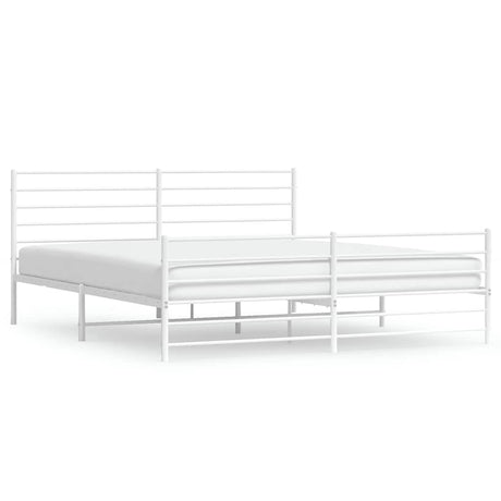 Vidaxl bedframe met hoofd- en voeteneinde metaal wit 183x213 cm