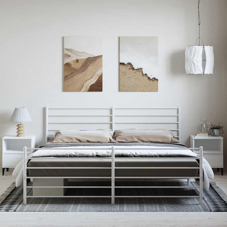 Vidaxl bedframe met hoofd- en voeteneinde metaal wit 183x213 cm