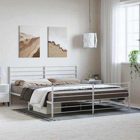 Vidaxl bedframe met hoofd- en voeteneinde metaal wit 183x213 cm
