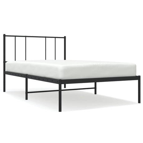 Vidaxl bedframe met hoofdbord metaal zwart 90x200 cm