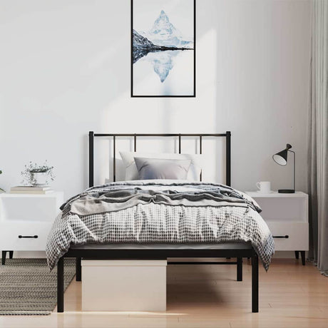 Vidaxl bedframe met hoofdbord metaal zwart 100x190 cm