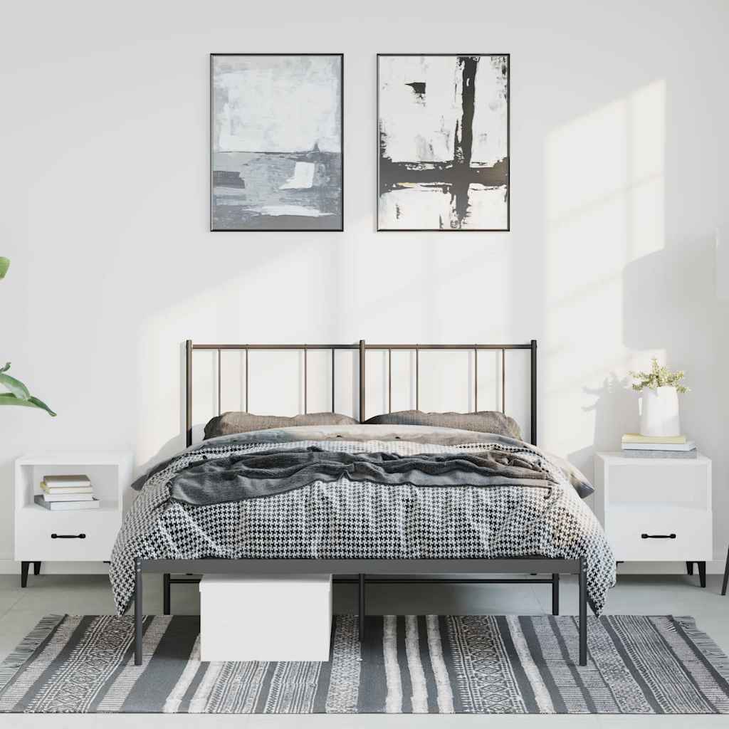 Vidaxl bedframe met hoofdbord metaal zwart 135x190 cm