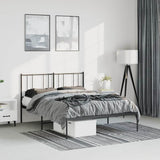 Vidaxl bedframe met hoofdbord metaal zwart 135x190 cm
