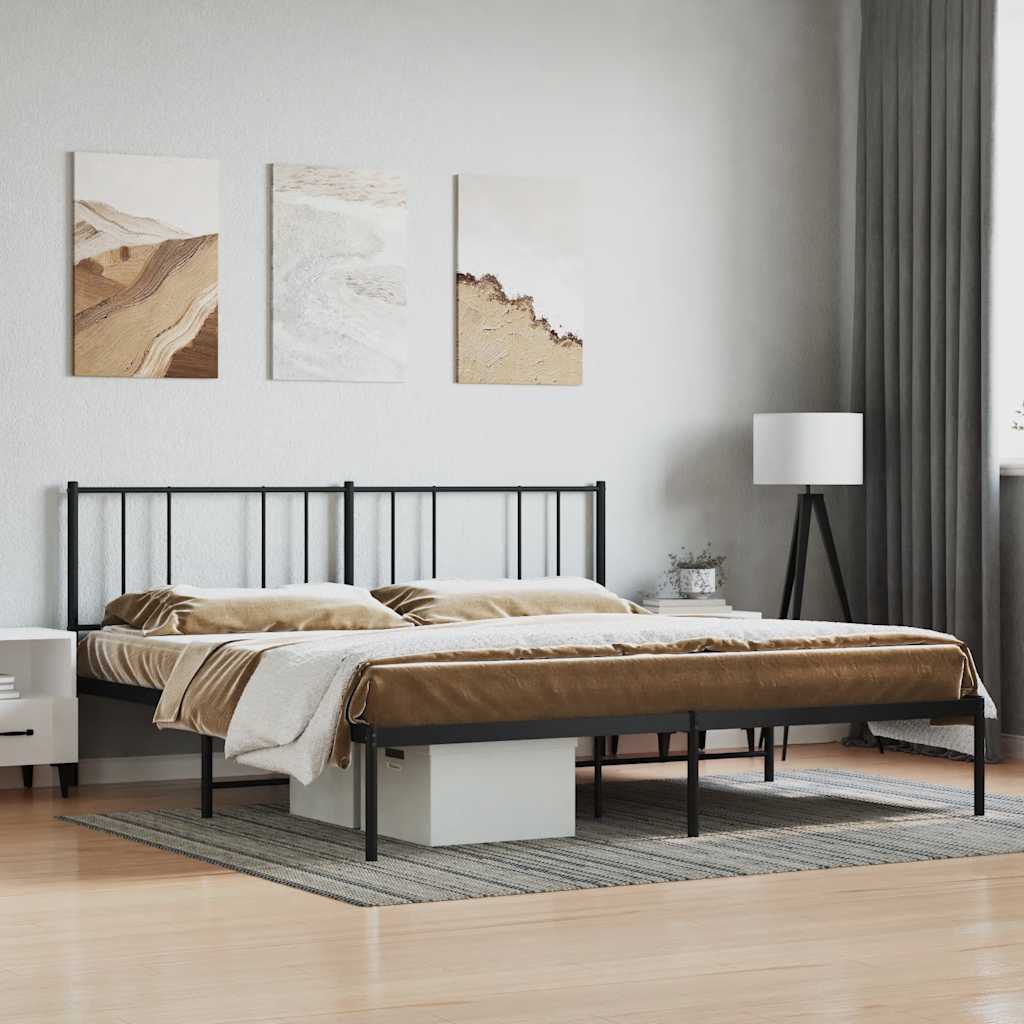 Vidaxl bedframe met hoofdbord metaal zwart 200x200 cm