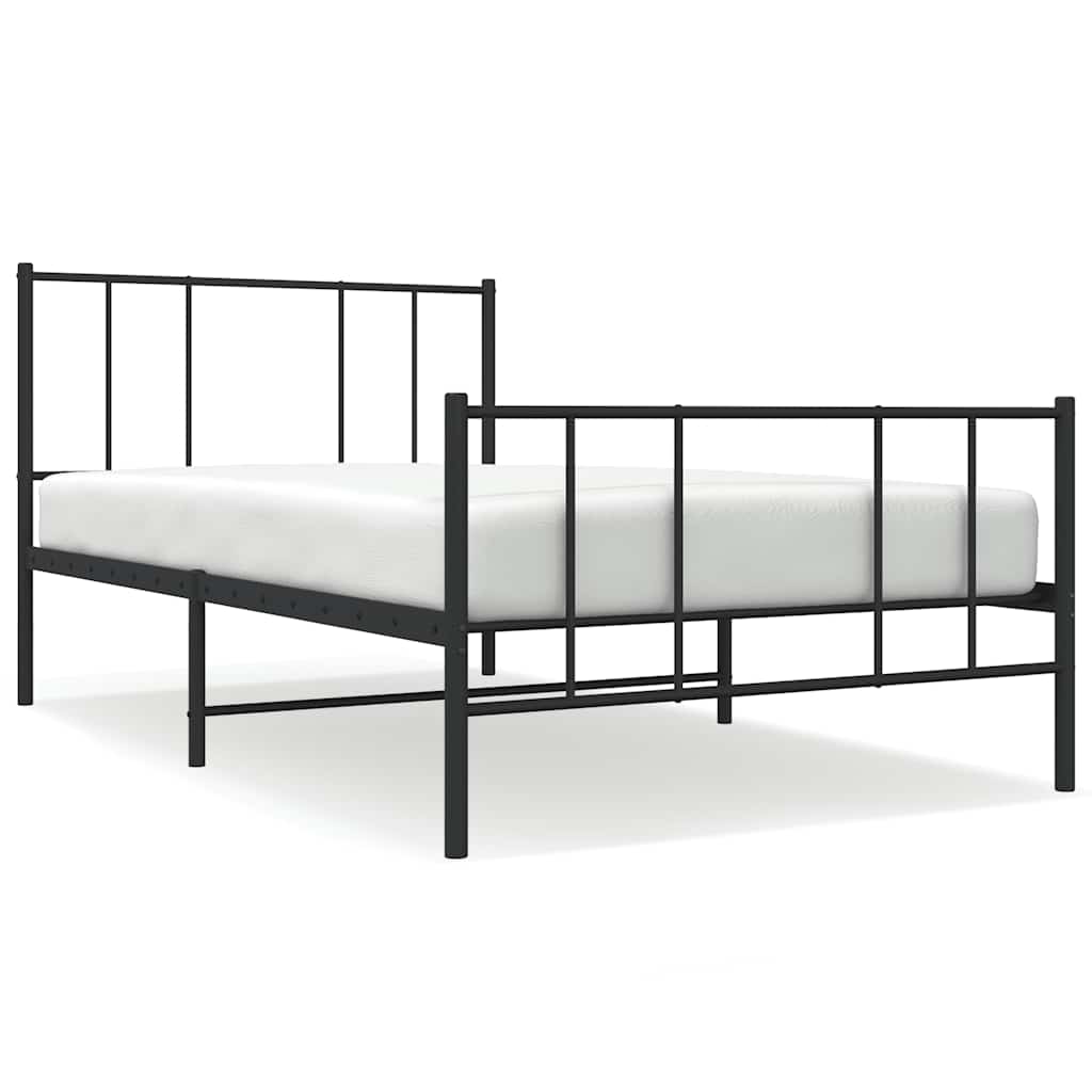 Vidaxl bedframe met hoofd- en voeteneinde metaal zwart 90x190 cm