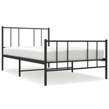 Vidaxl bedframe met hoofd- en voeteneinde metaal zwart 90x190 cm