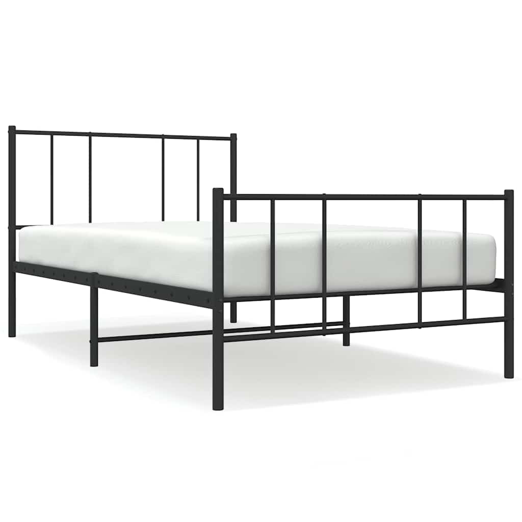 Vidaxl bedframe met hoofd- en voeteneinde metaal zwart 100x190 cm
