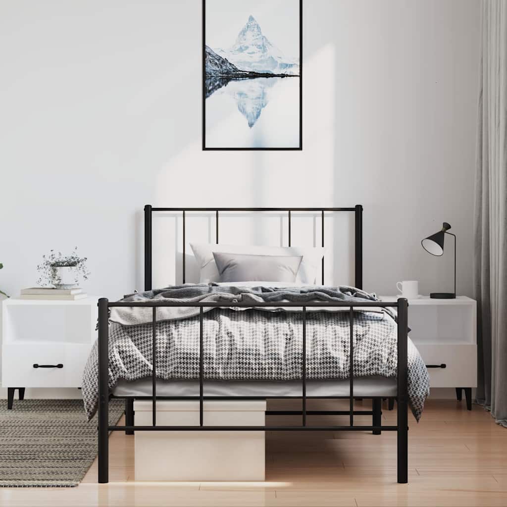 Vidaxl bedframe met hoofd- en voeteneinde metaal zwart 100x190 cm