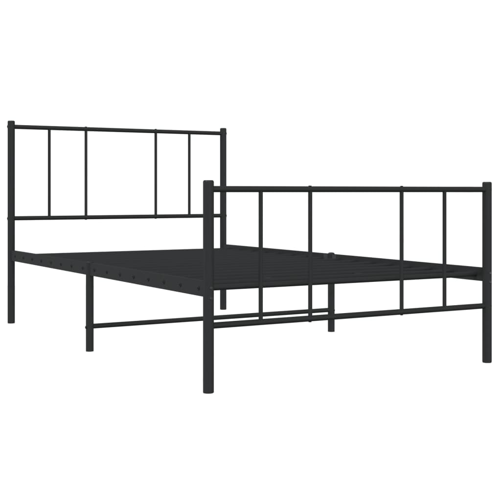 Vidaxl bedframe met hoofd- en voeteneinde metaal zwart 100x200 cm