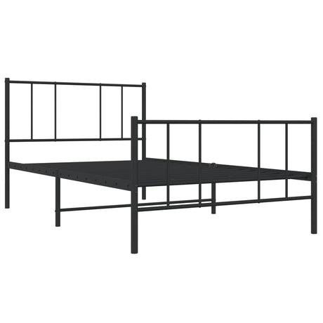 Vidaxl bedframe met hoofd- en voeteneinde metaal zwart 100x200 cm