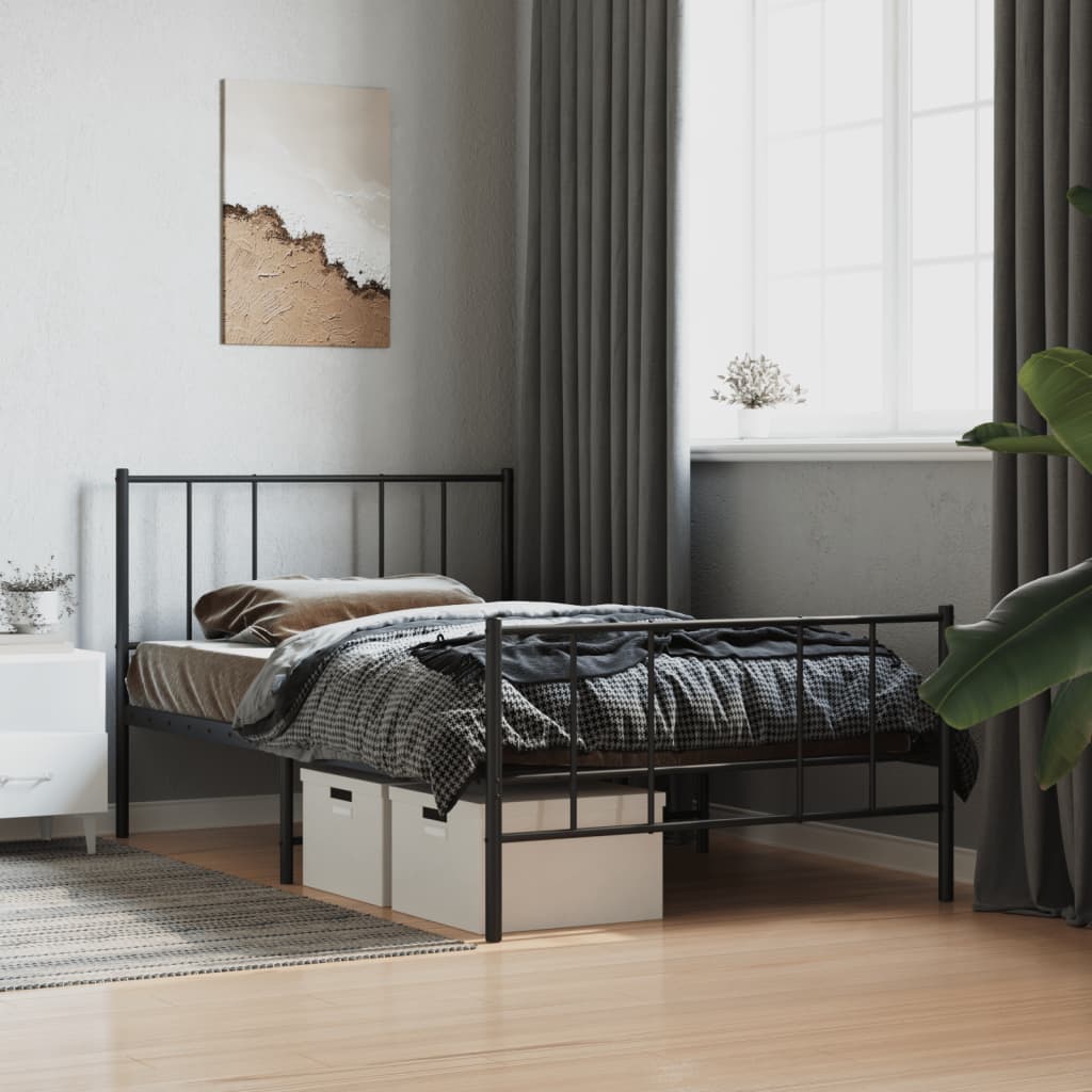Vidaxl bedframe met hoofd- en voeteneinde metaal zwart 100x200 cm